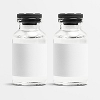 Injection glass vial label mockups psd