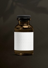 Amber injection vial label mockup psd for health and wellness