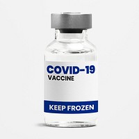 COVID-19 vaccine bottle label mockup psd with keep frozen storage condition