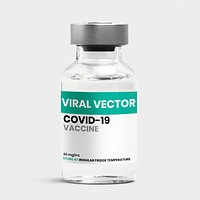 Injection bottle label mockup psd for COVID-19 viral vector vaccine