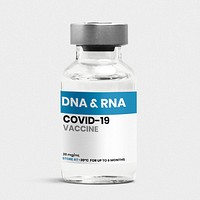 Injection glass vial label mockup psd for COVID-19 DNA&RNA vaccine