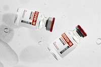 COVID-19 vaccine bottle label mockups psd