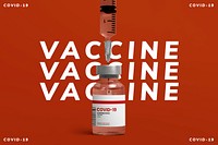 COVID-19 vaccine vial label mockup with syringe psd