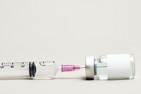 Blank white label on medicine bottle glass vial for injection