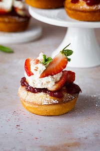 Cute mini strawberry shortcakeon a table