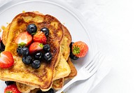 French toast mixed berries freshly made breakfast food photography flat lay