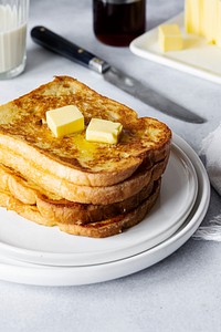 French toast breakfast with butter on top food photography