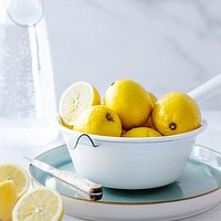 Lemons for lemonade, ingredients in a bowl recipe idea