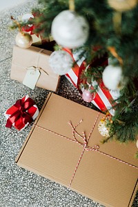 Presents under a Christmas tree