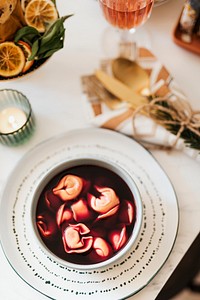 Traditional Christmas beet soup with dumplings