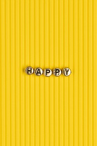 Gold Happy word beads lettering typography 