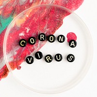 Coronavirus text beads lettering typography