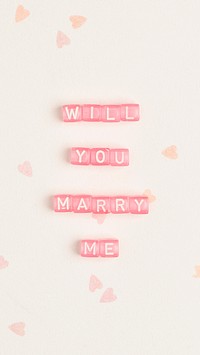 WILL YOU MARRY ME beads text typography