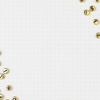 Gold letter beads border grid background