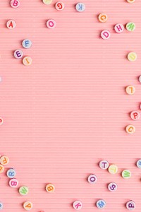 Alphabet beads border pink wallpaper text space