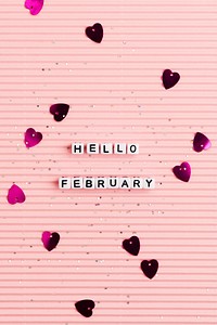 HELLO FEBRUARY beads text typography