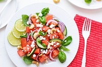 Watermelon salad healthy vegan recipe