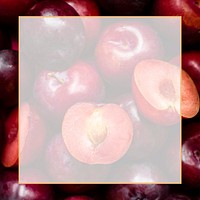 Ripe red plum psd frame