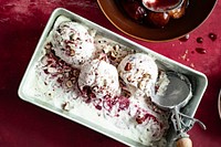 Homemade roasted plum ice cream recipe food photography