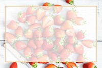 Top view red strawberry psd frame