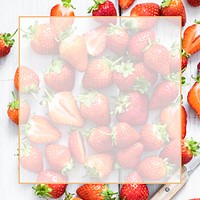 Flat lay psd strawberry frame