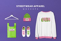 Streetwear fashion mockup psd set