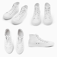 White high top sneakers mockup psd unisex footwear fashion collection