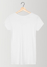 White tee mockup psd women’s apparel rear view