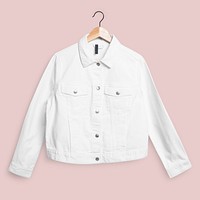 White denim jacket front view streetwear fashion