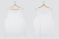 White muscle shirt mockup psd on a hanger streetwear fashion