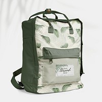 Leafy square backpack mockup psd