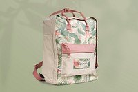 Leafy square backpack mockup psd