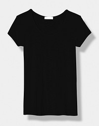 Black tee mockup psd women&rsquo;s apparel front view