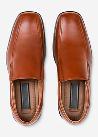 Brown leather slip-on mockup psd men&rsquo;s shoes fashion