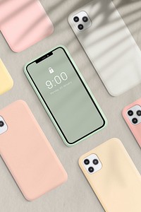 Smartphone case mockup psd set product showcase front and back