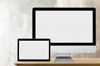 Multi digital devices psd mockup blank screen technology and electronics