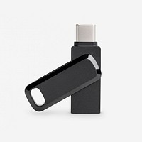 Black USB flash drive psd mockup technology data storage device