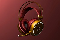Red and gold headphones digital device