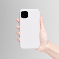 White mobile phone case in hand product showcase