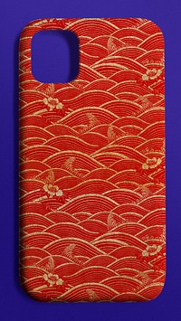 Mobile phone case mockup psd  Chinese pattern back view product showcase