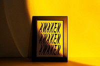 Picture frame psd mockup with yellow aesthetic led light