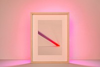 Picture frame psd mockup with pink gradient led light