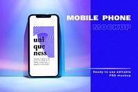 Mobile phone psd mockup with gradient led light