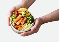 Salmon poke bowl psd mockup