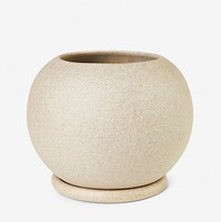 Ceramic plant pot mockup psd in beige tone with saucer