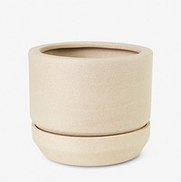 Ceramic plant pot mockup psd in beige tone with saucer