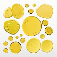 Abstract gold oil bubble macro shot yellow liquid psd set