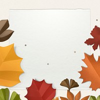Autumn leaf frame in paper craft style