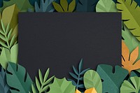 Green leaf frame psd mockup in paper craft style