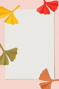 Colorful leaf frame in paper craft style